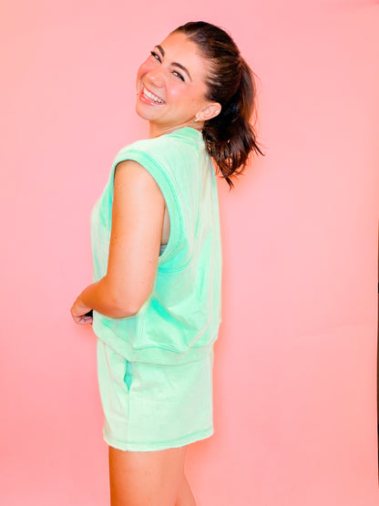 MUSCLE TANK + SHORTS SET - MINT