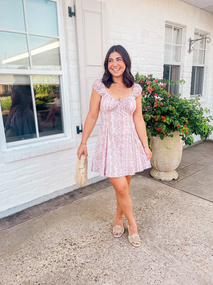 FLORAL FIT & FLARE MINI DRESS