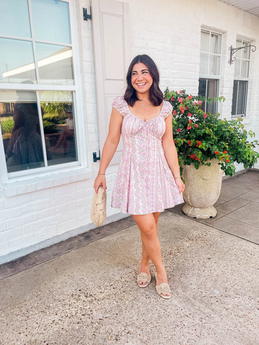 FLORAL FIT & FLARE MINI DRESS