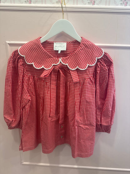 SCALLOPED DETAIL PLAID SHIRT