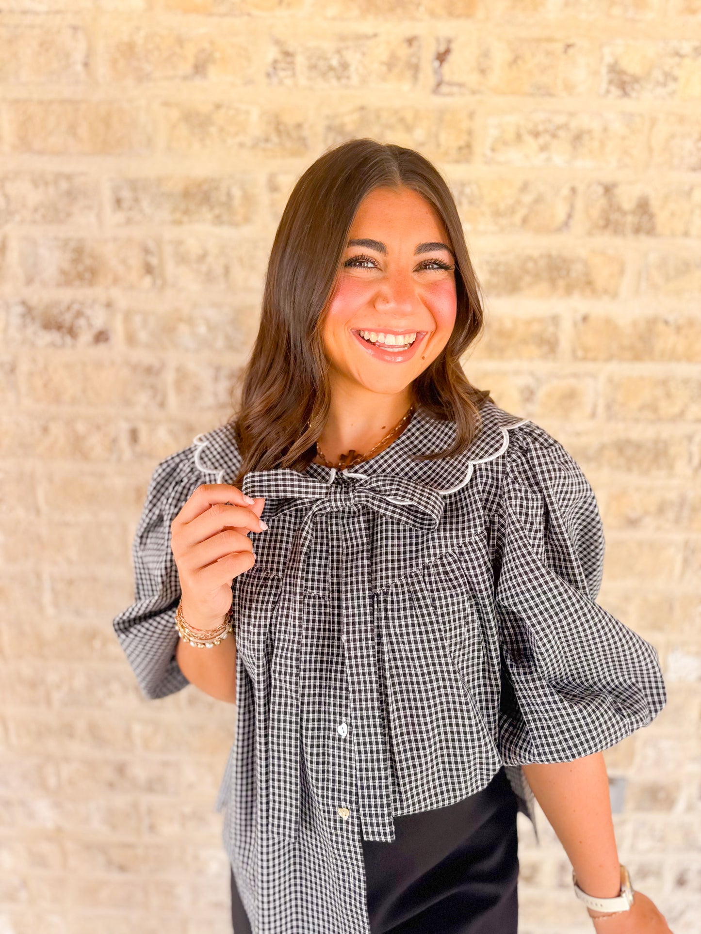 SCALLOPED DETAIL PLAID SHIRT