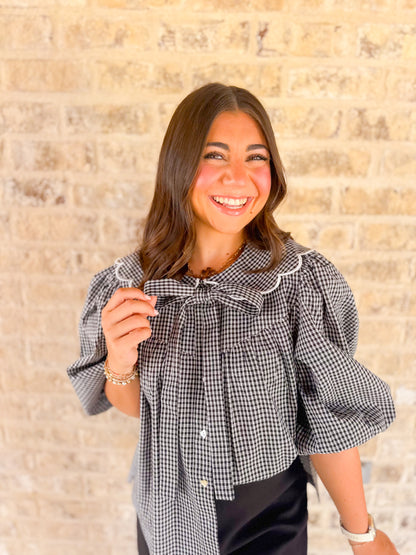 SCALLOPED DETAIL PLAID SHIRT