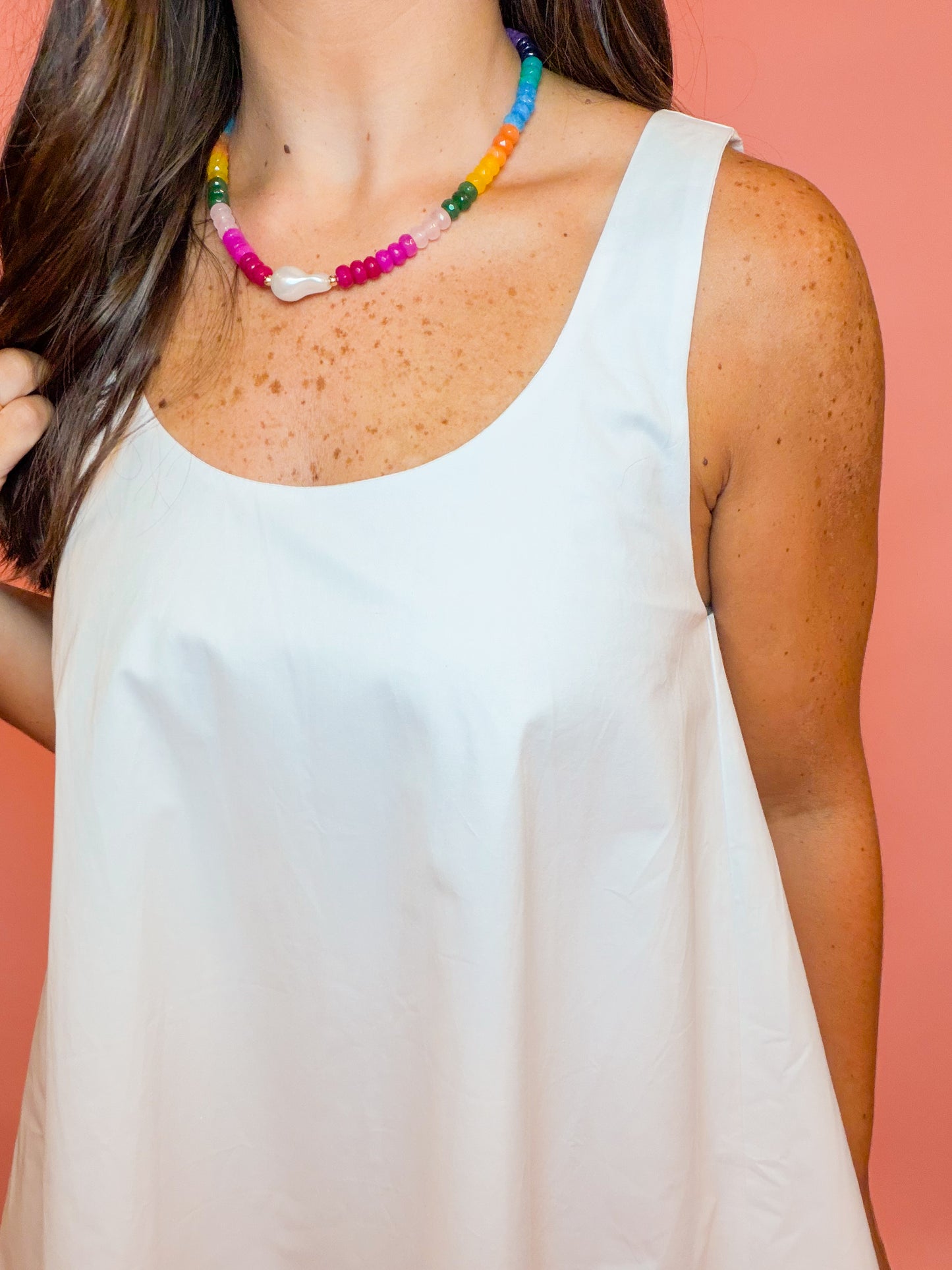 SLEEVELESS SWING DRESS - WHITE
