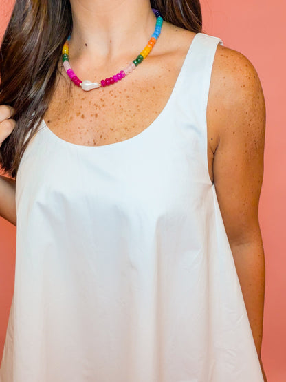 SLEEVELESS SWING DRESS - WHITE