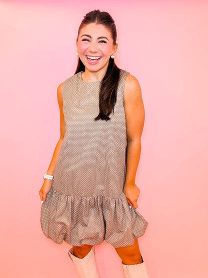 POLKA DOT BUBBLE HEM MINI DRESS