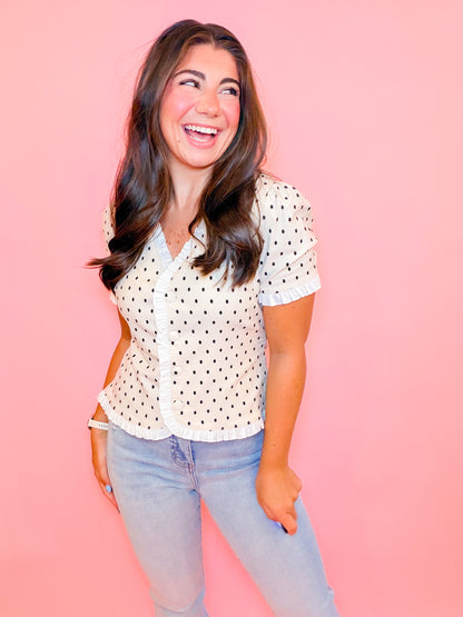 POLKA DOT STRETCH KNIT TOP