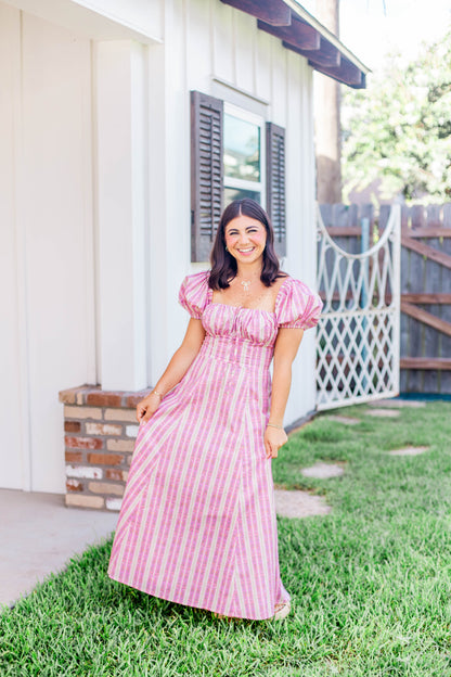 PRINTED PUFF SLEEVE MIDI DRESS