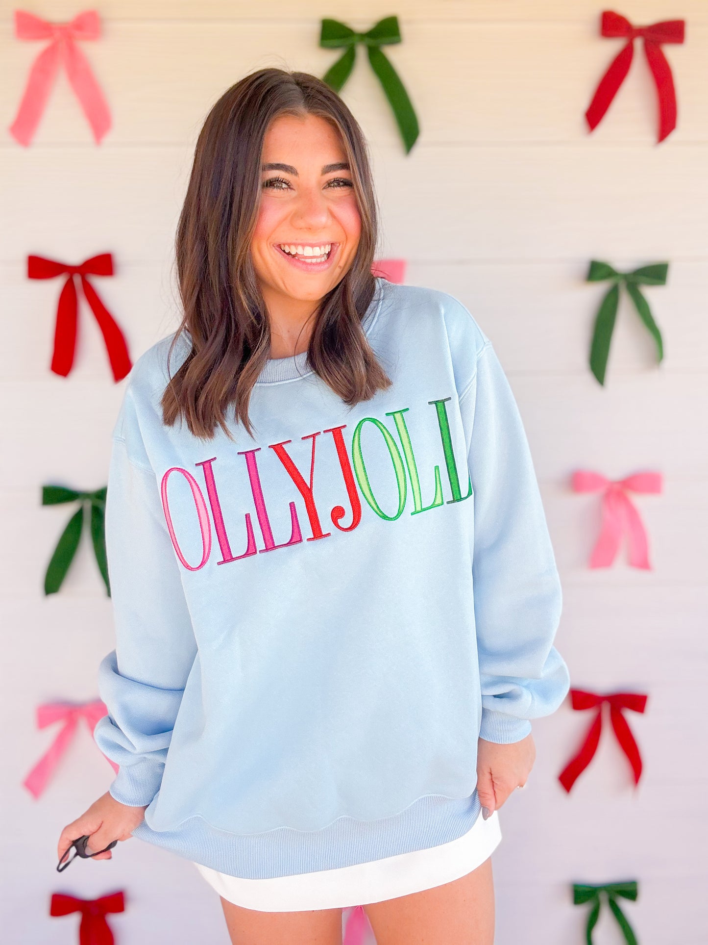 HOLLY JOLLY EMBROIDERED SWEATSHIRT