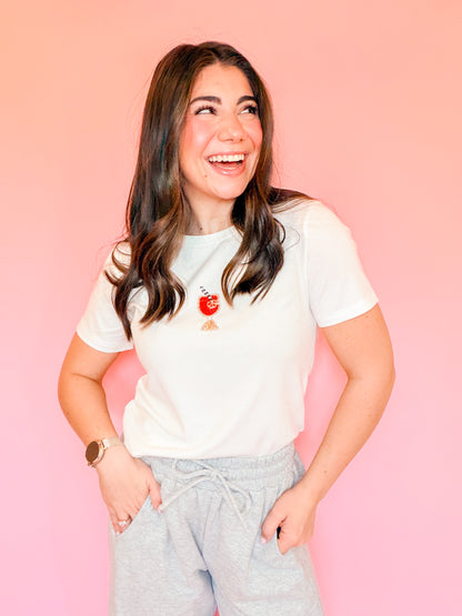 CREW NECK SHORT SLEEVE COCKTAIL BEADS TEE