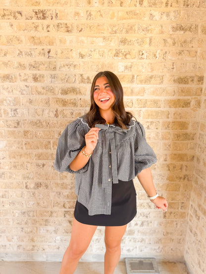 SCALLOPED DETAIL PLAID SHIRT