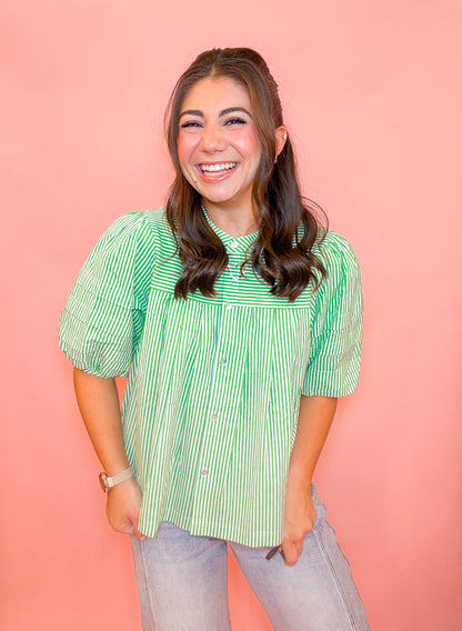 STRIPED PUFF SLEEVE TOP