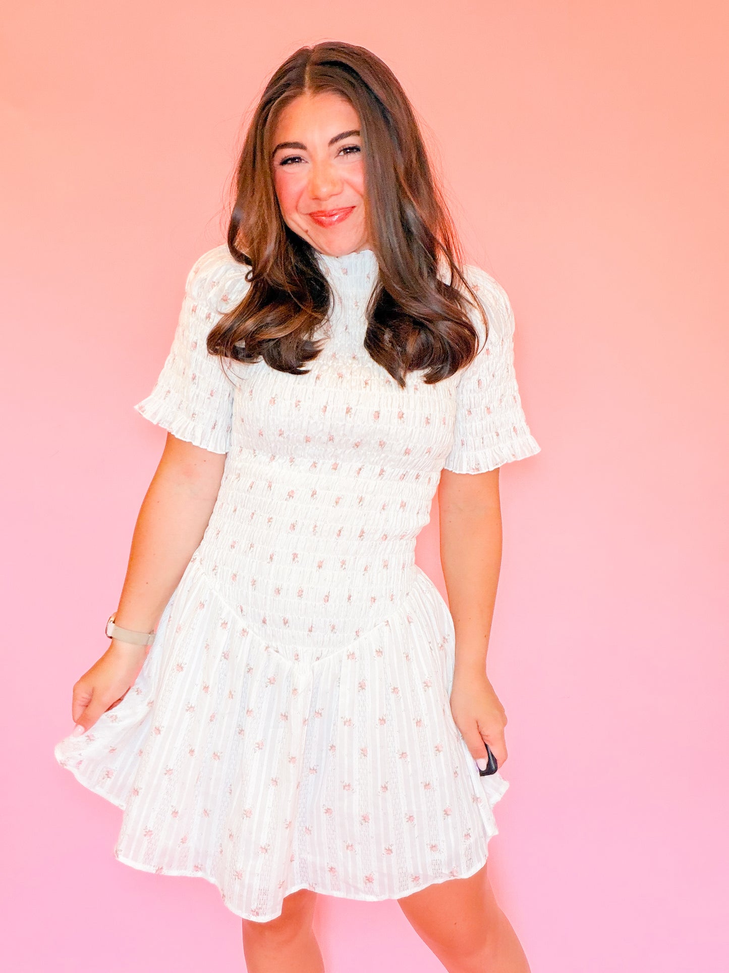 FLORAL SMOCKED MINI DRESS