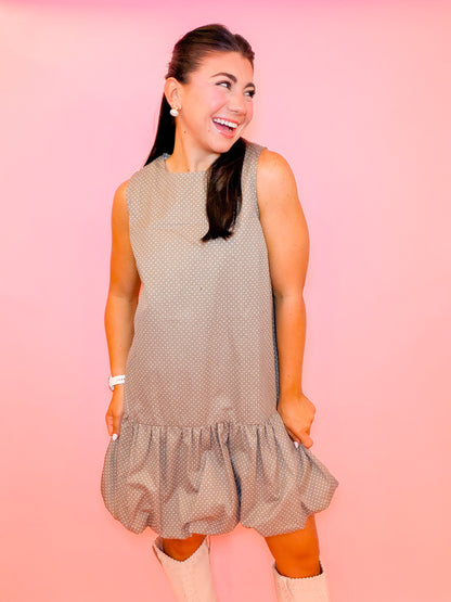 POLKA DOT BUBBLE HEM MINI DRESS