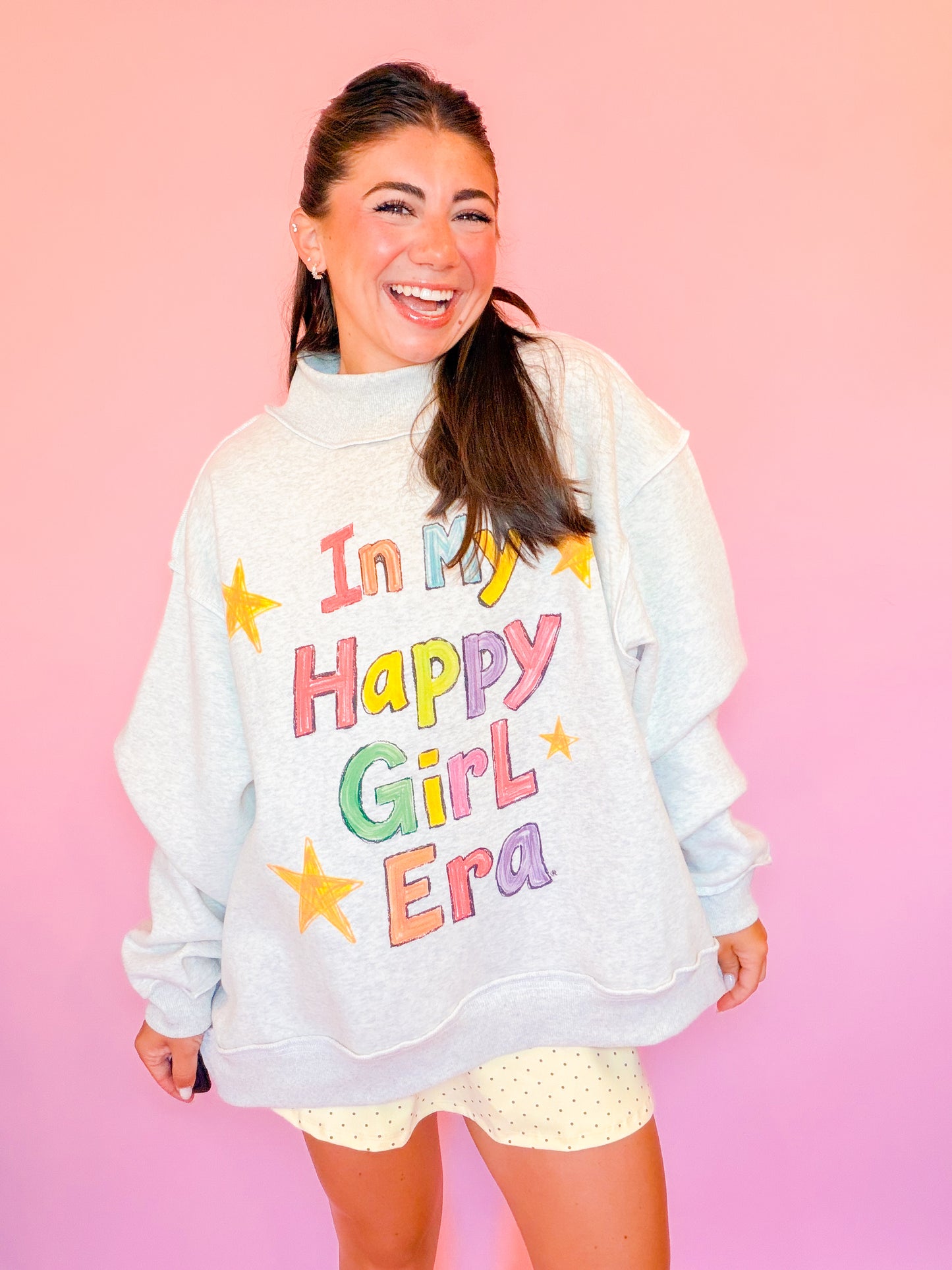 IN MY HAPPY GIRL ERA REVERSIBLE MOCK NECK SWEATSHIRT