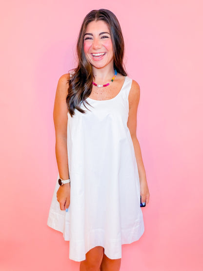 SLEEVELESS SWING DRESS - WHITE