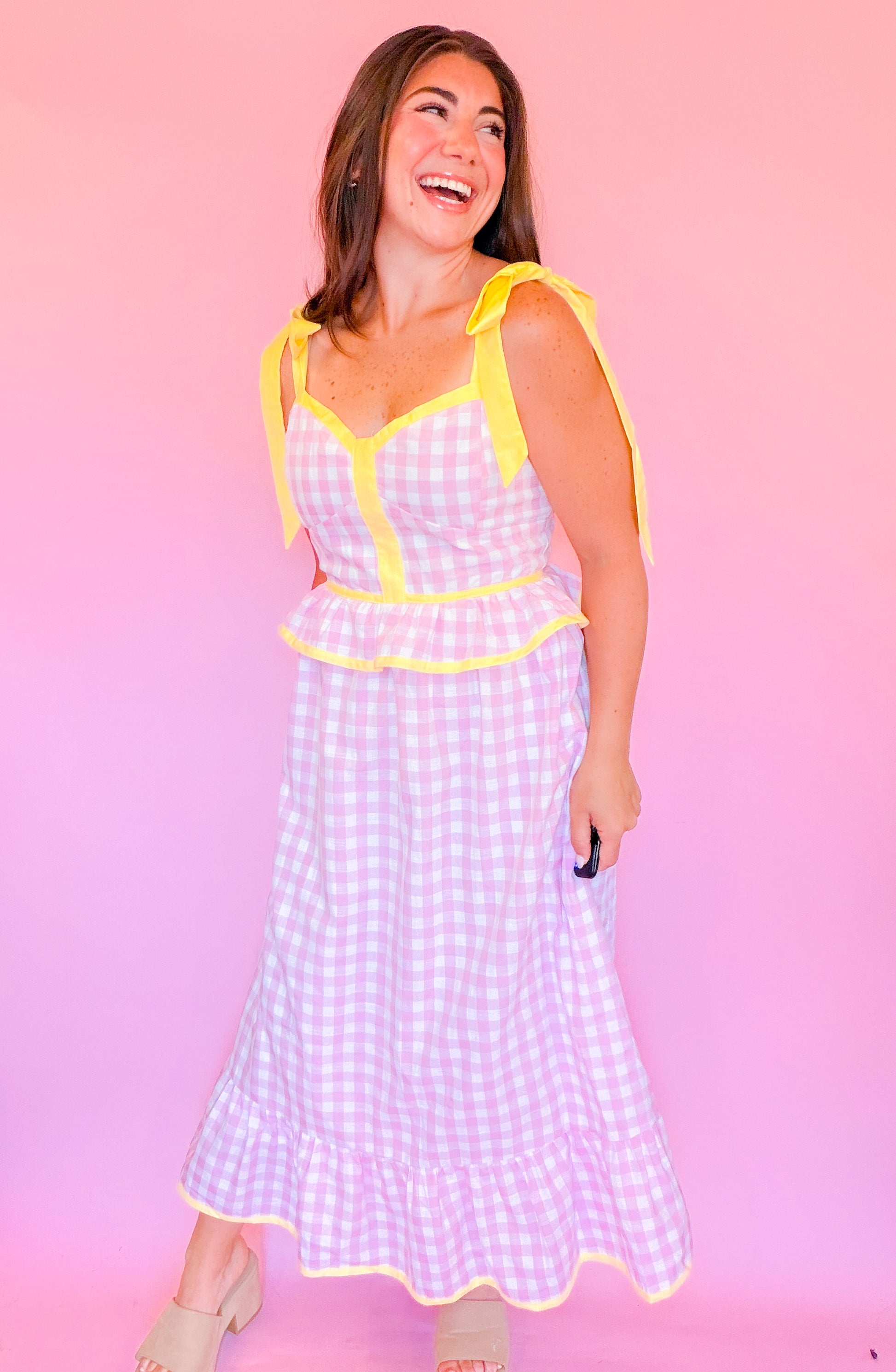 SWEETHEART GINGHAM MIDI DRESS