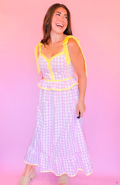 SWEETHEART GINGHAM MIDI DRESS