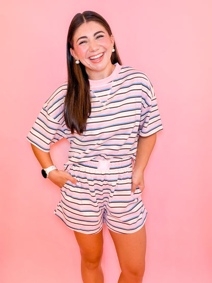 STRIPED BOXY TEE + SHORTS SET - NEOPOLITAN