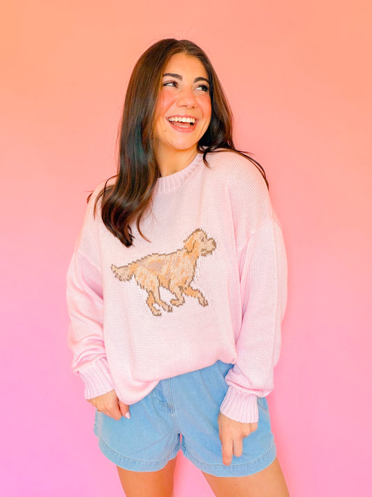LONG SLEEVE CREW NECK RETRIEVER DOG SWEATER