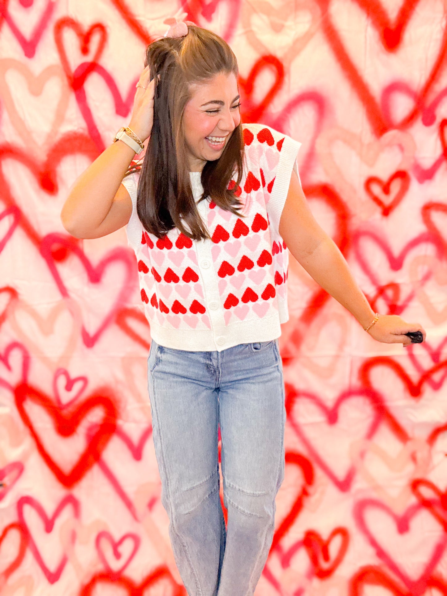 HEART BUTTON DOWN SWEATER VEST