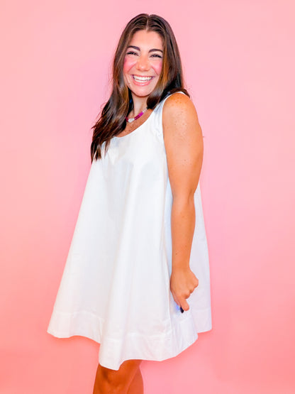 SLEEVELESS SWING DRESS - WHITE