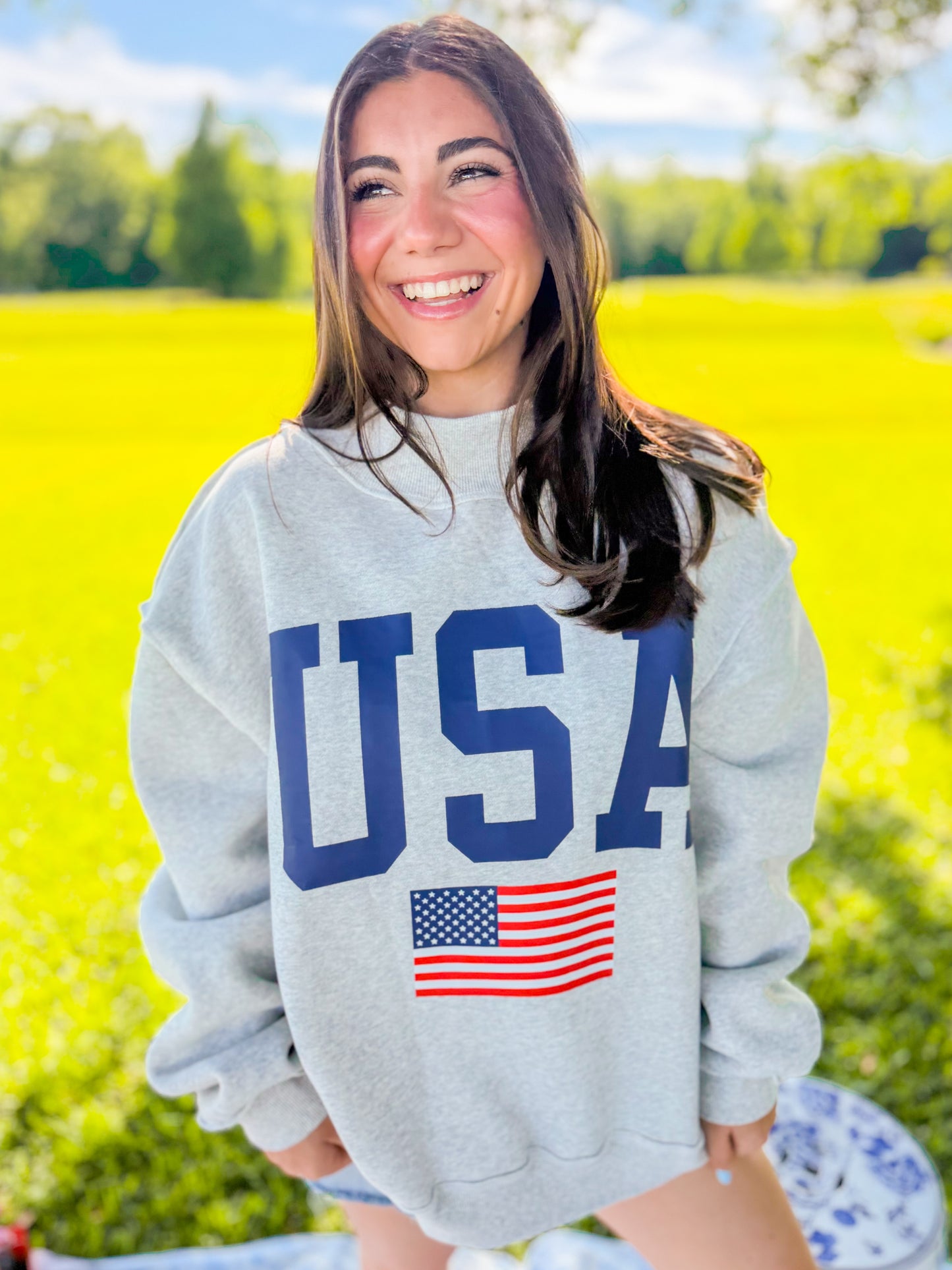 REVERSIBLE USA/AMERICA MOCKNECK OVERSIZED SWEATSHIRT