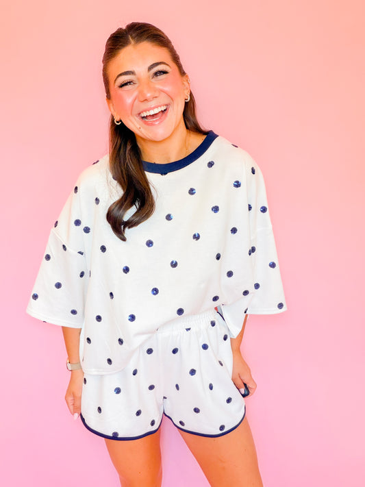 SEQUIN POLKA DOT FRENCH TERRY SET