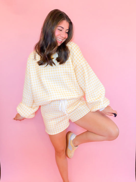 GINGHAM SHORT SET - YELLOW