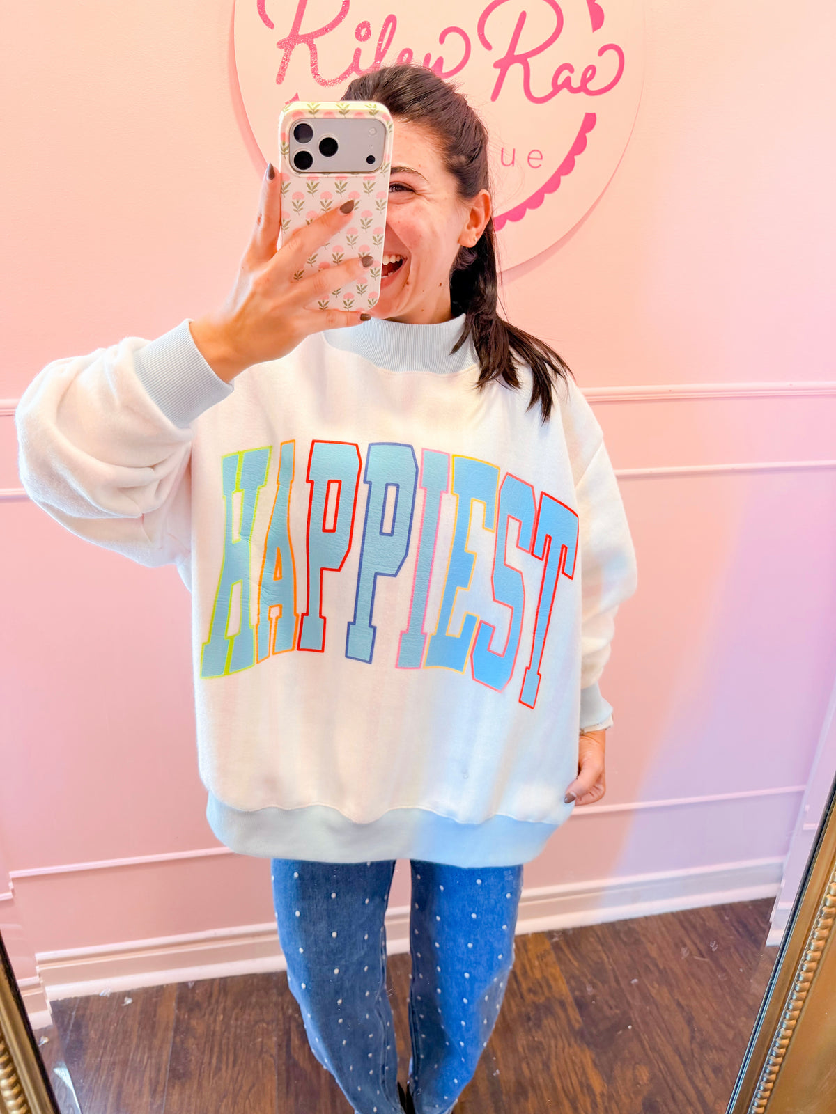 HAPPIEST 2-SIDED MOCK SWEATSHIRT