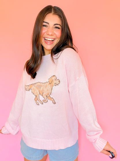 LONG SLEEVE CREW NECK RETRIEVER DOG SWEATER