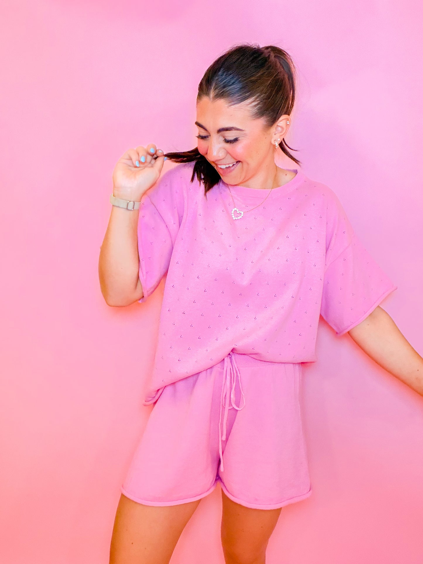 POINTELLE KNIT SET - PINK