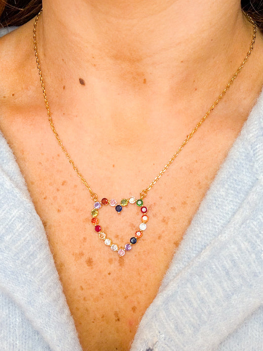 SPARKLE MULTI HEART NECKLACE