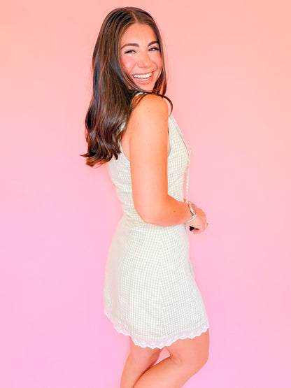 GINGHAM MINI DRESS WITH COLLAR