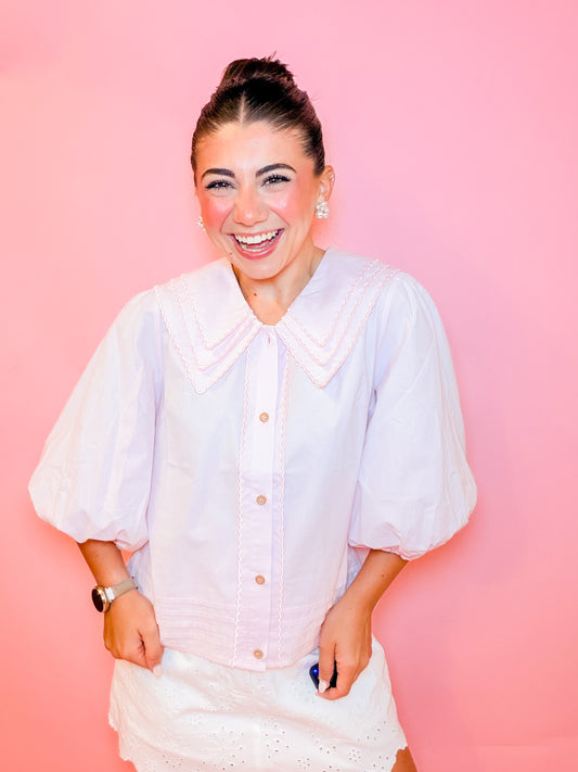 TRIPLE COLLARED SCALLOP BLOUSE