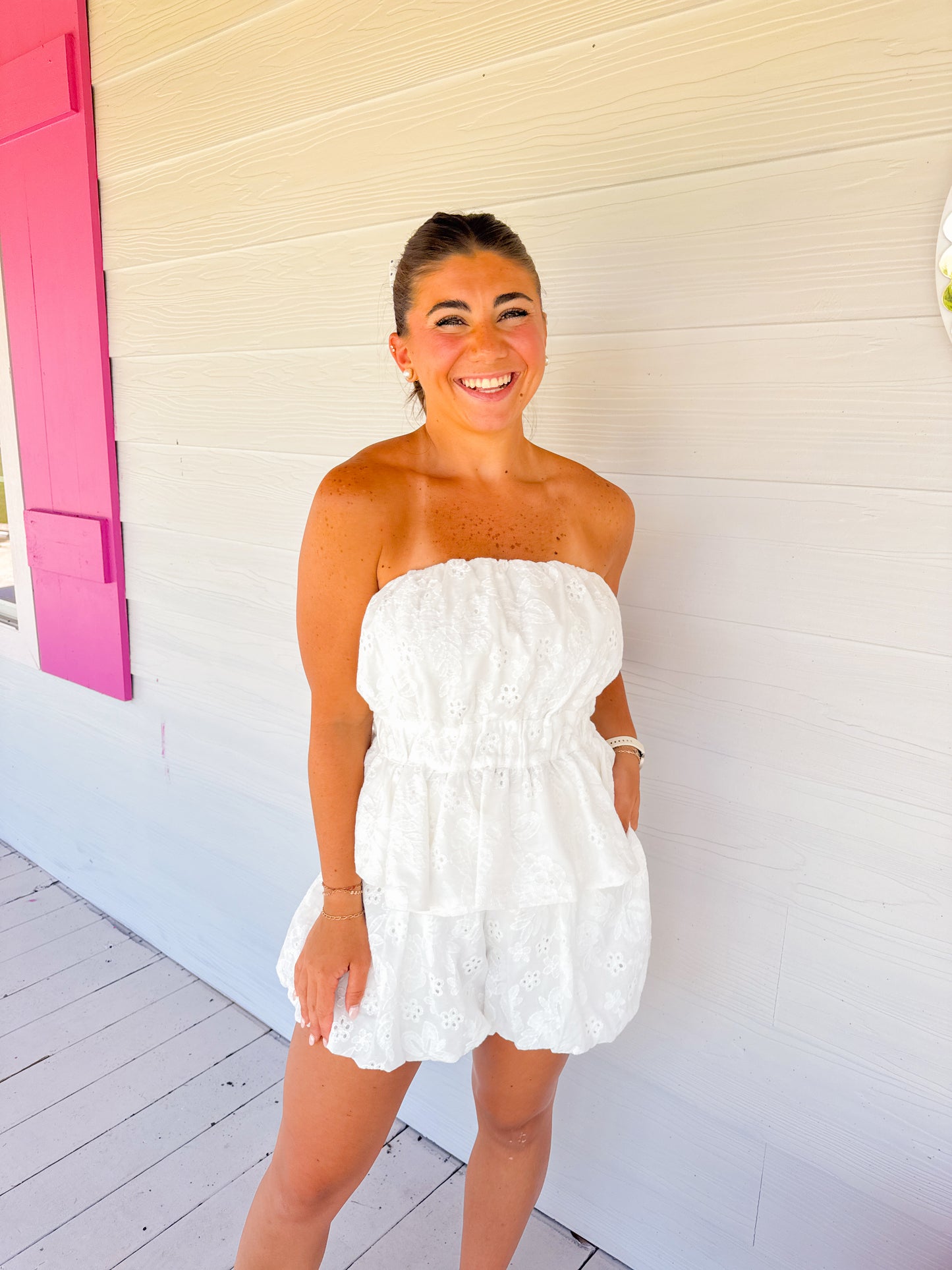 EYELET TUBE TOP & SHORTS SET