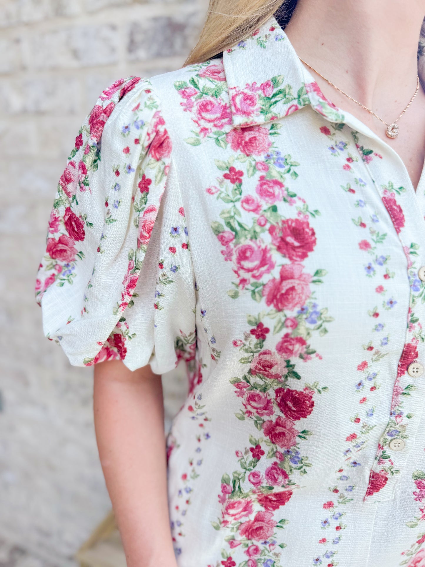 FLORAL BOXY BUTTON-DOWN ROMPER
