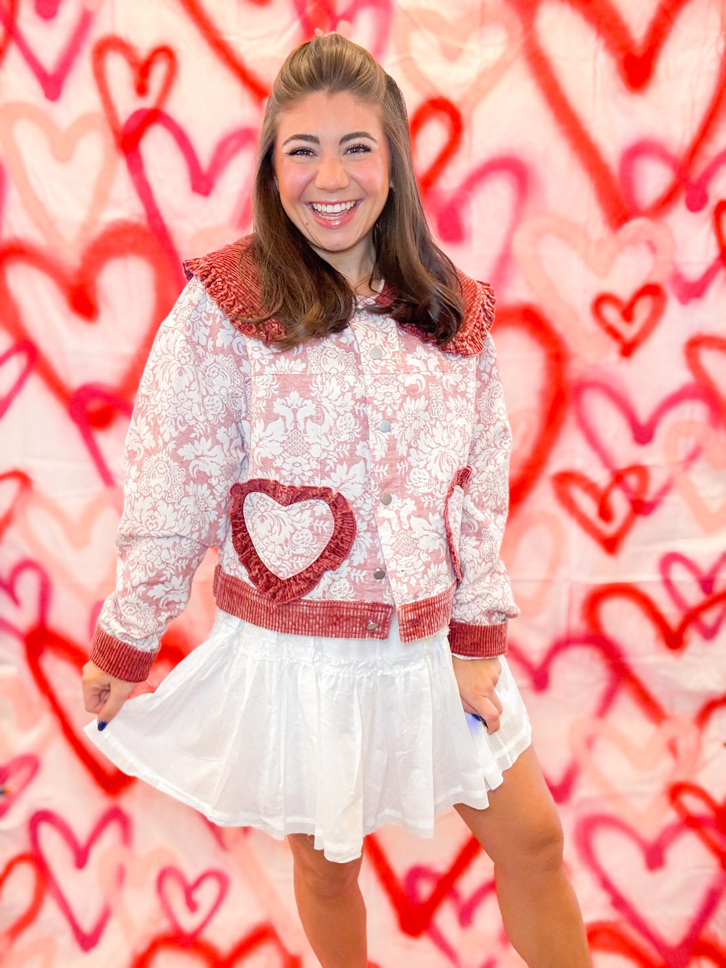 VINTAGE JACQUARD HEART POCKET JACKET