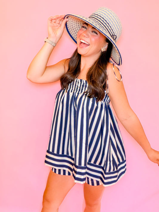STRIPED SPAGHETTI TOP + HIGH WAISTED SHORTS SET