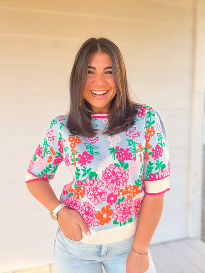 COLOR ME FLORAL KNIT TOP