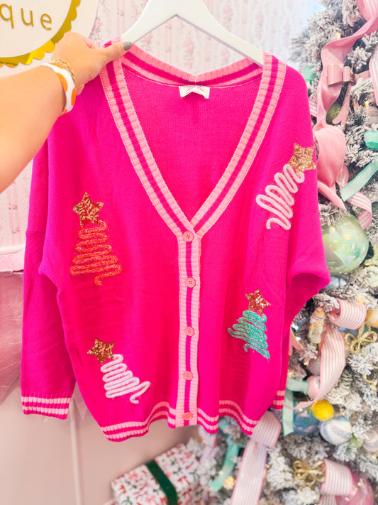 TINSEL TREES RELAXED CARDIGAN
