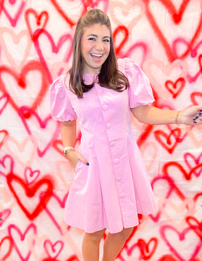 PUFF SLEEVE BUTTON DOWN MINI DRESS