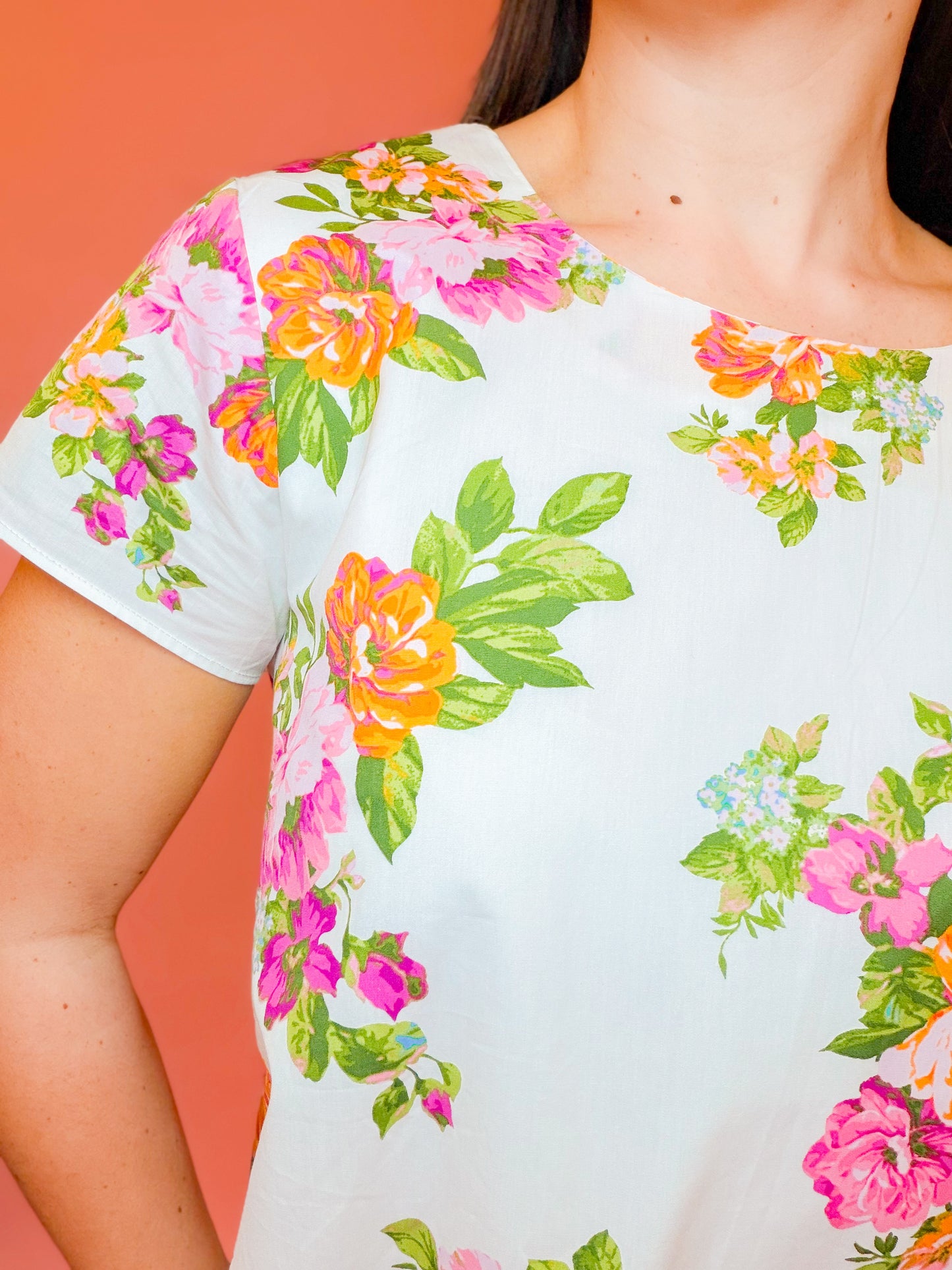 FLORAL BUBBLE SHORT SLV DRESS