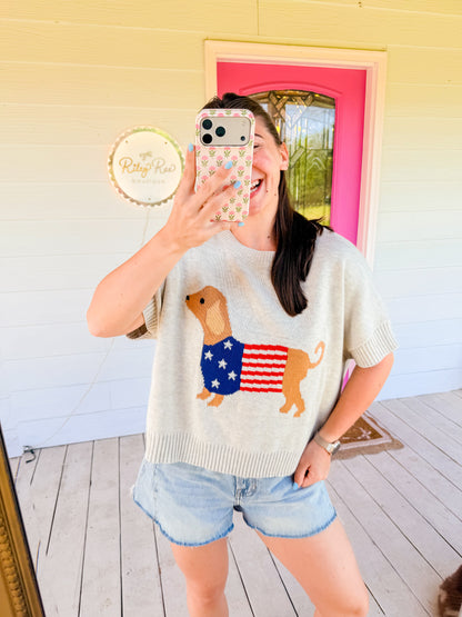 PATRIOTIC PUPPY CREWNECK SHORT SLV