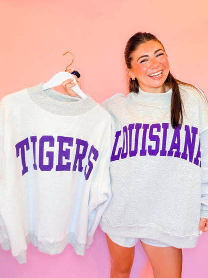 LOUISIANA/TIGERS REVERSIBLE MOCK NECK SWEATSHIRT
