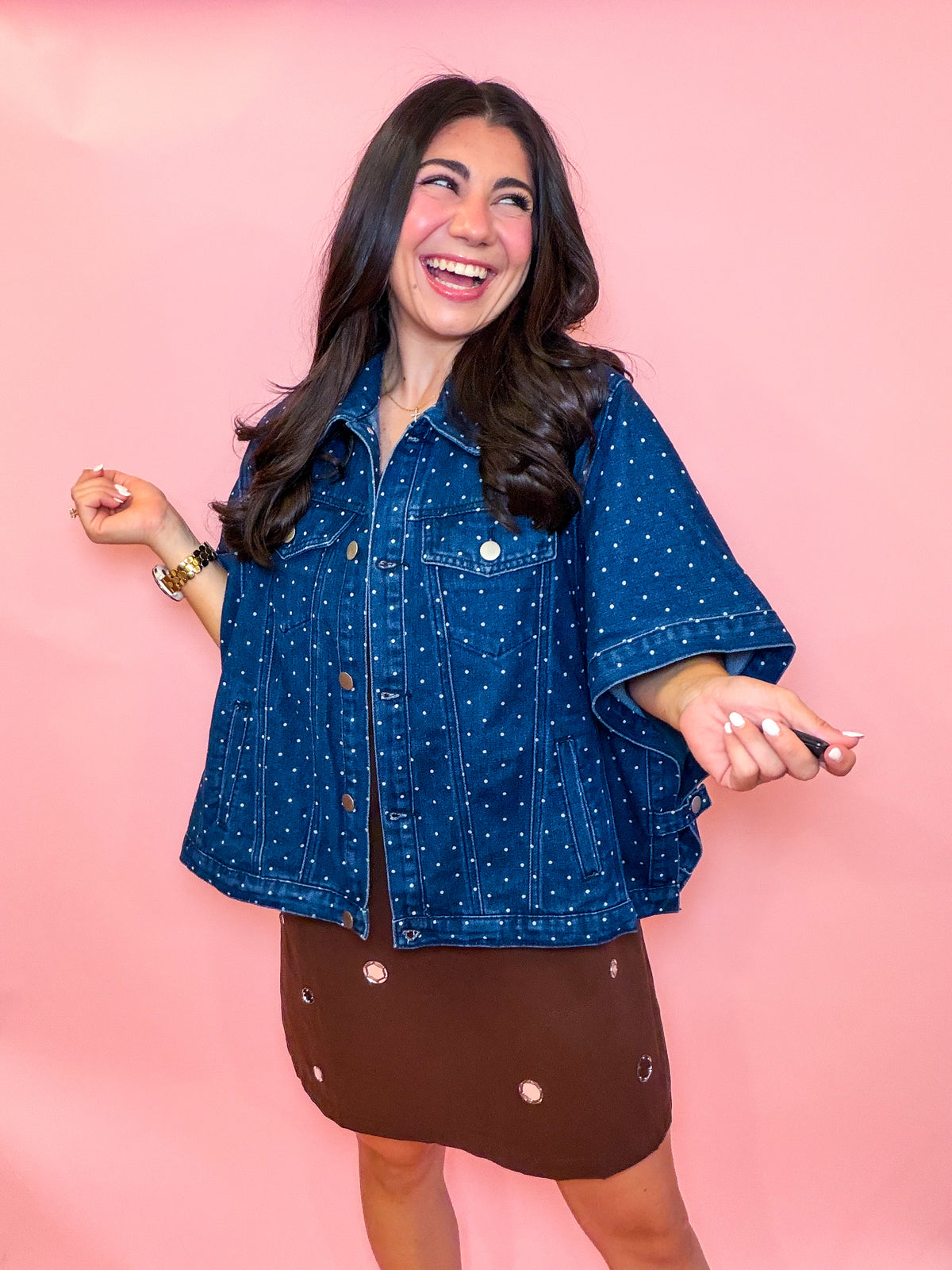 POLKA DOT PRINT CAPE JACKET