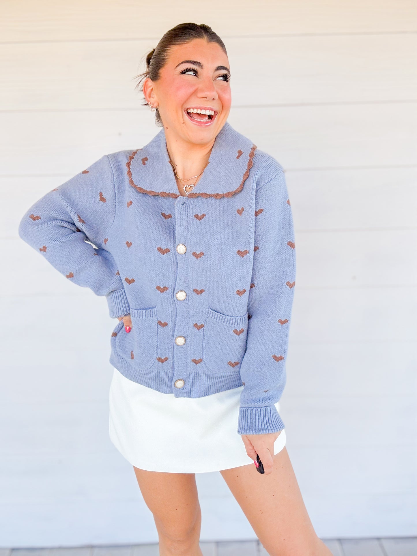 DOLL COLLAR HEART CARDIGAN
