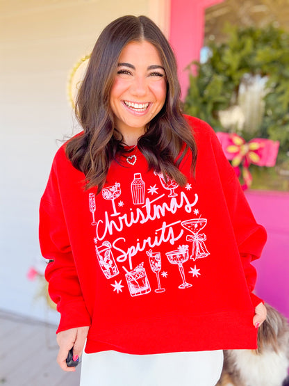 CHRISTMAS SPIRITS CROP SWEATSHIRT