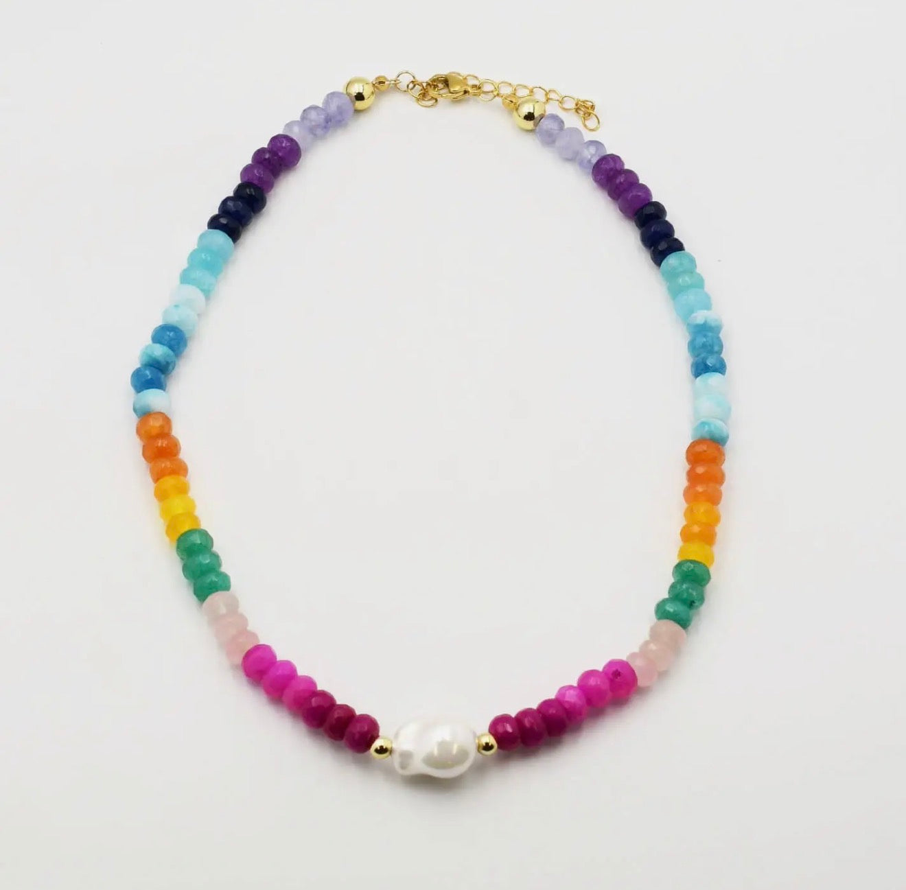 COLORFUL GEMSTONE WITH PEARL