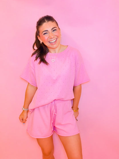 POINTELLE KNIT SET - PINK
