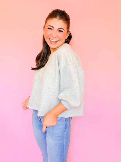 RAW EDGE 3/4 SLEEVE SWEATSHIRT